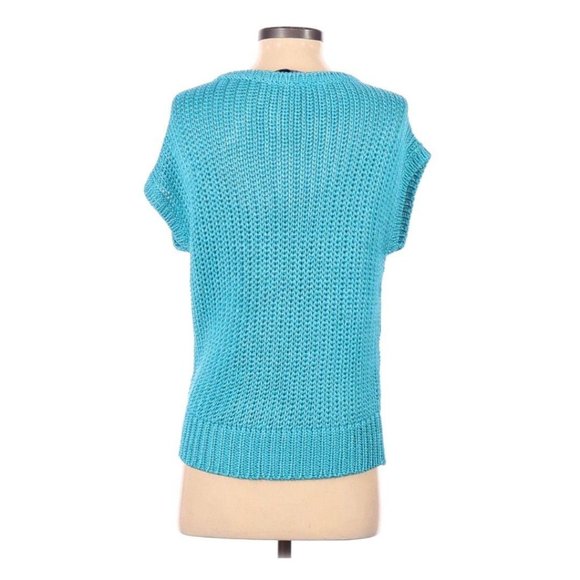 Ralph Lauren Collection Purple Label Open Knit Sleeveless Sweater S Turquoise - Picture 2 of 9
